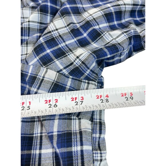 Fashion Bug 4X Blue Plaid Button Up Flannel Top Roll Tab Sleeve Western Country - Picture 8 of 12